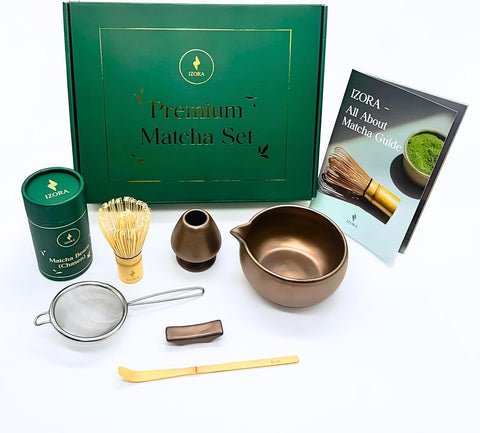 Matcha Seti, Seramik Kase ve Bambu Süpürge ile Japon Çay Seremonisi