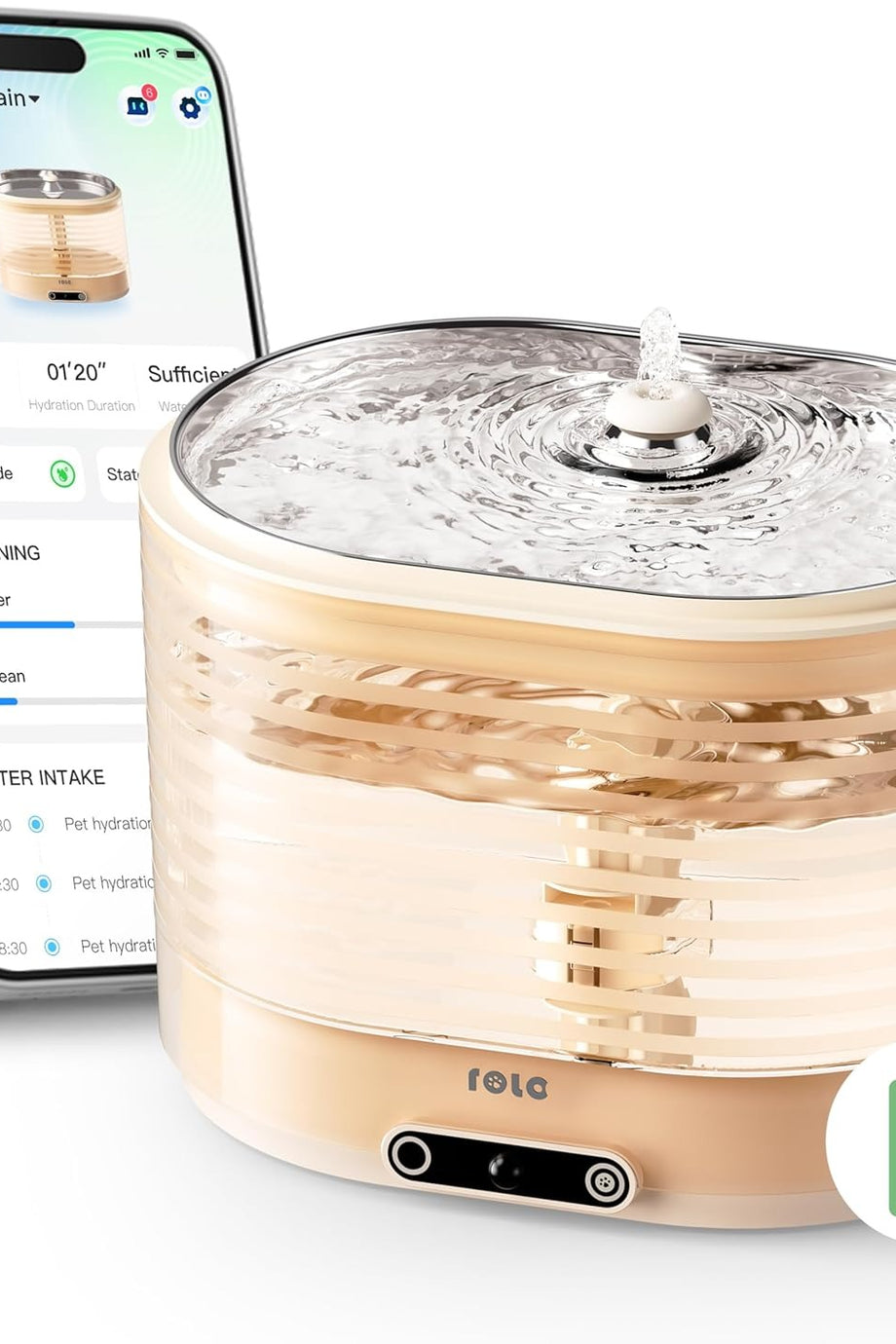 EBO ROLA Kablosuz Kedi Pınarı, Akıllı Uygulama Kontrolü, 2L Ultra Sessiz Kedi İçme Fıskiye