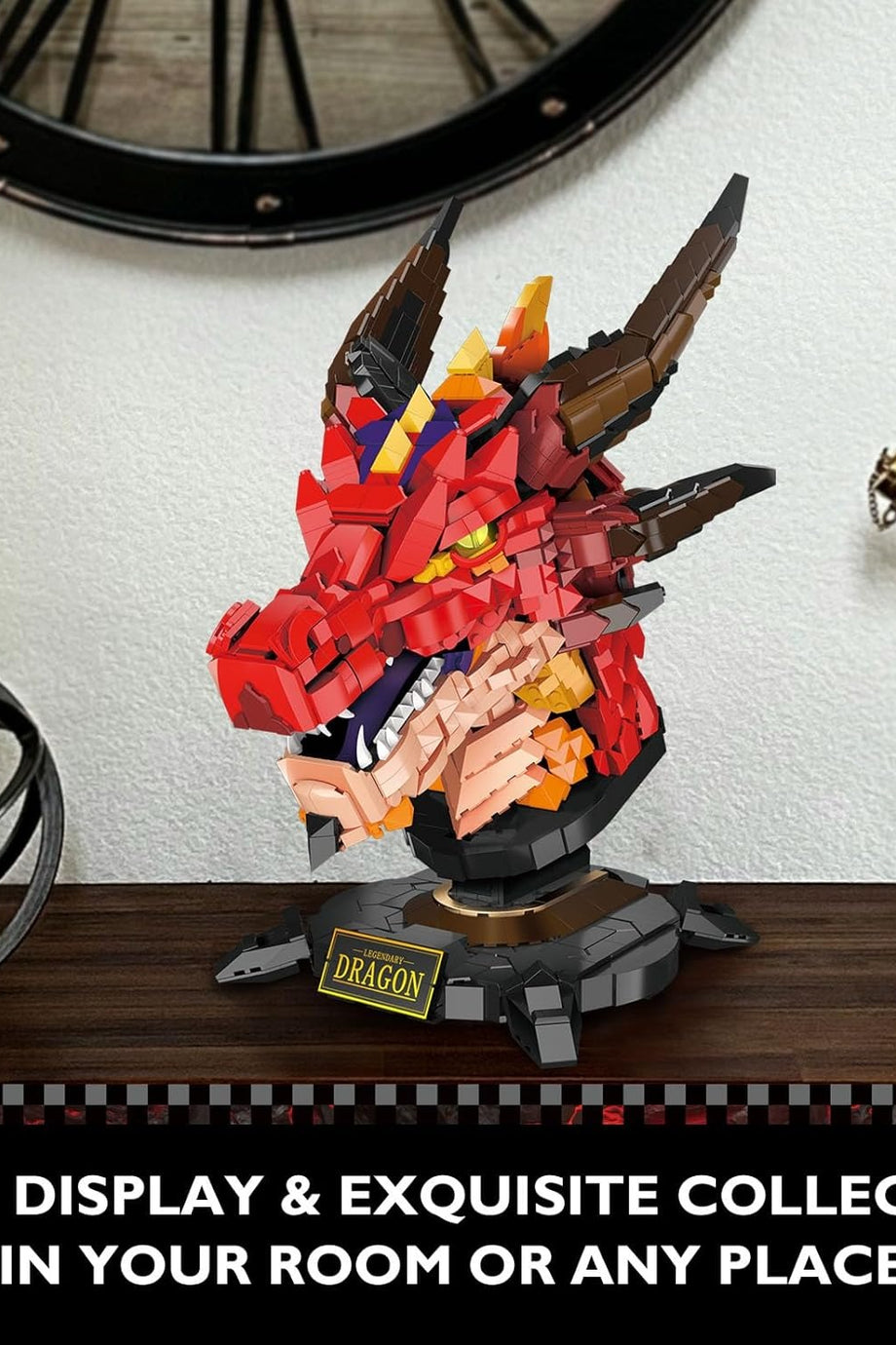 Dragon Head Yapım Seti, 2713 Parça, Ejderha Başı Yapı Blokları, Ofis ve Çalışma Alanı Dekorasyonu