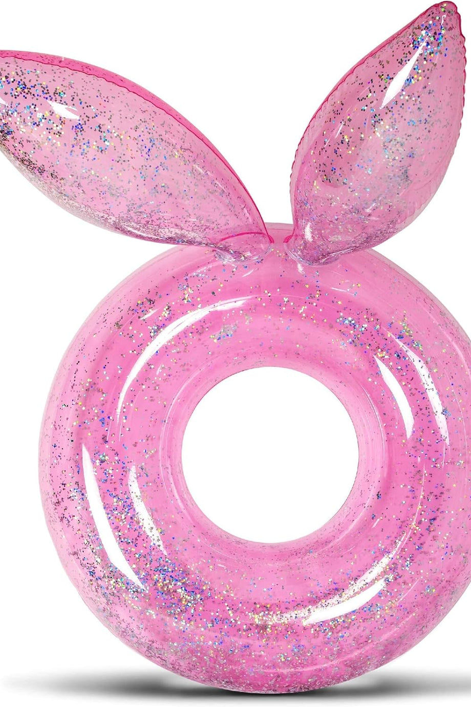 Şişme Tavşan Havuz Şamandırası, Parıltılı Konfetili, 3D Kulaklı Şezlong Şamandıra