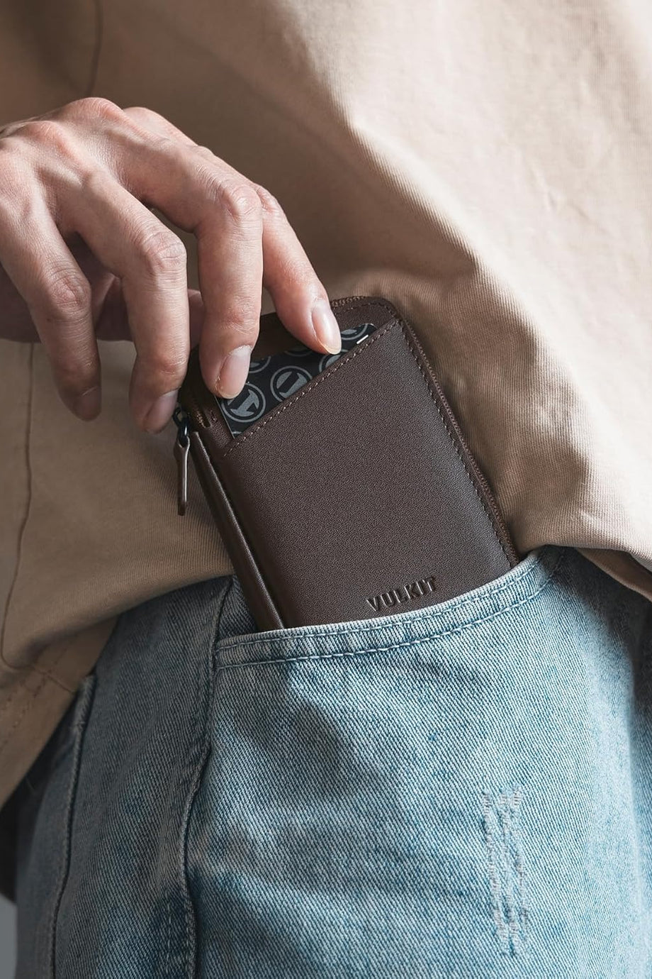 RFID Korumalı Fermuarlı Deri Kartlık 10 Kart ve Banknot İçin Slim Minimalist Cüzdan