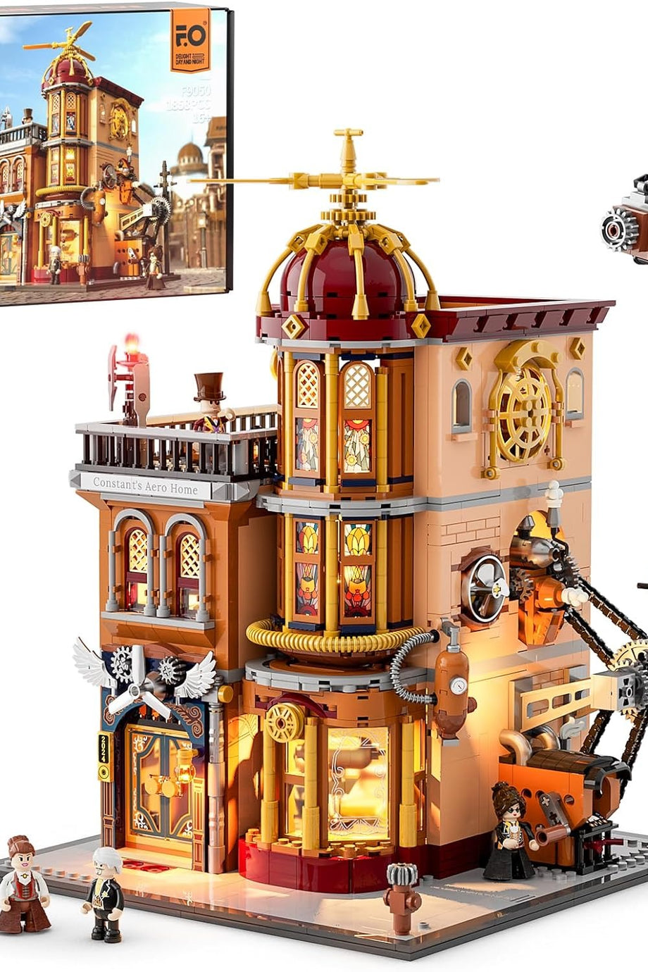 Steampunk Flight Club Işıklı Yapı Blokları Seti, 1858 Parça, Modüler Tasarım ve Koleksiyon Parçası