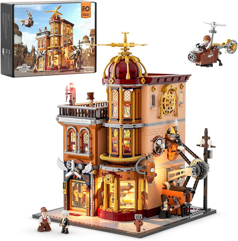 Steampunk Flight Club Işıklı Yapı Blokları Seti, 1858 Parça, Modüler Tasarım ve Koleksiyon Parçası