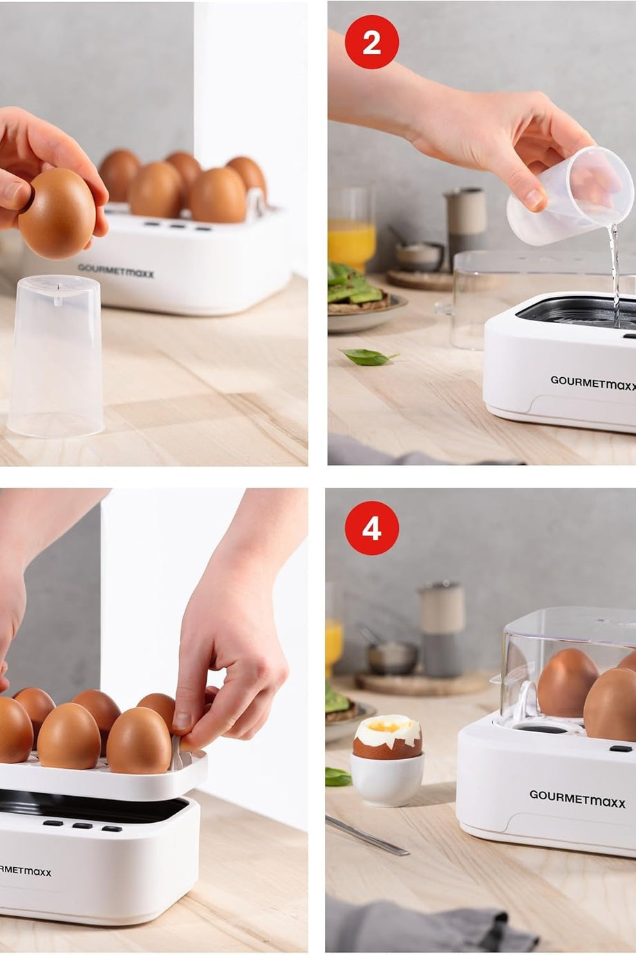 Konuşan Yumurta Pişirici, 6 Yumurtalık, 3 Kıvam Ayarı, Sesli Uyarı