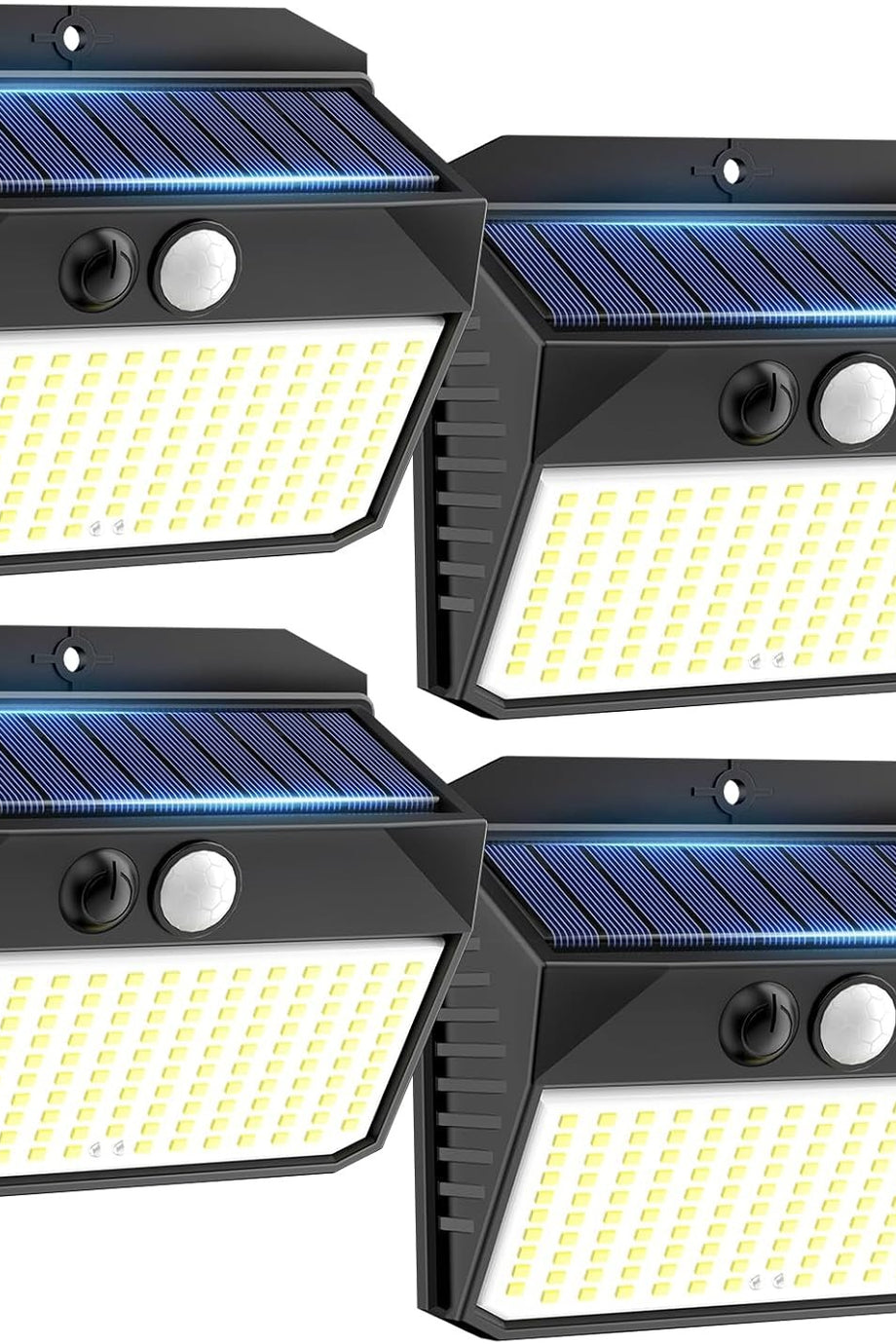 4’lü Solar Bahçe Işıkları, Hareket Sensörlü, 150 LED, 3 Modlu, IP65 Su Geçirmez, Solar Duvar Lambası