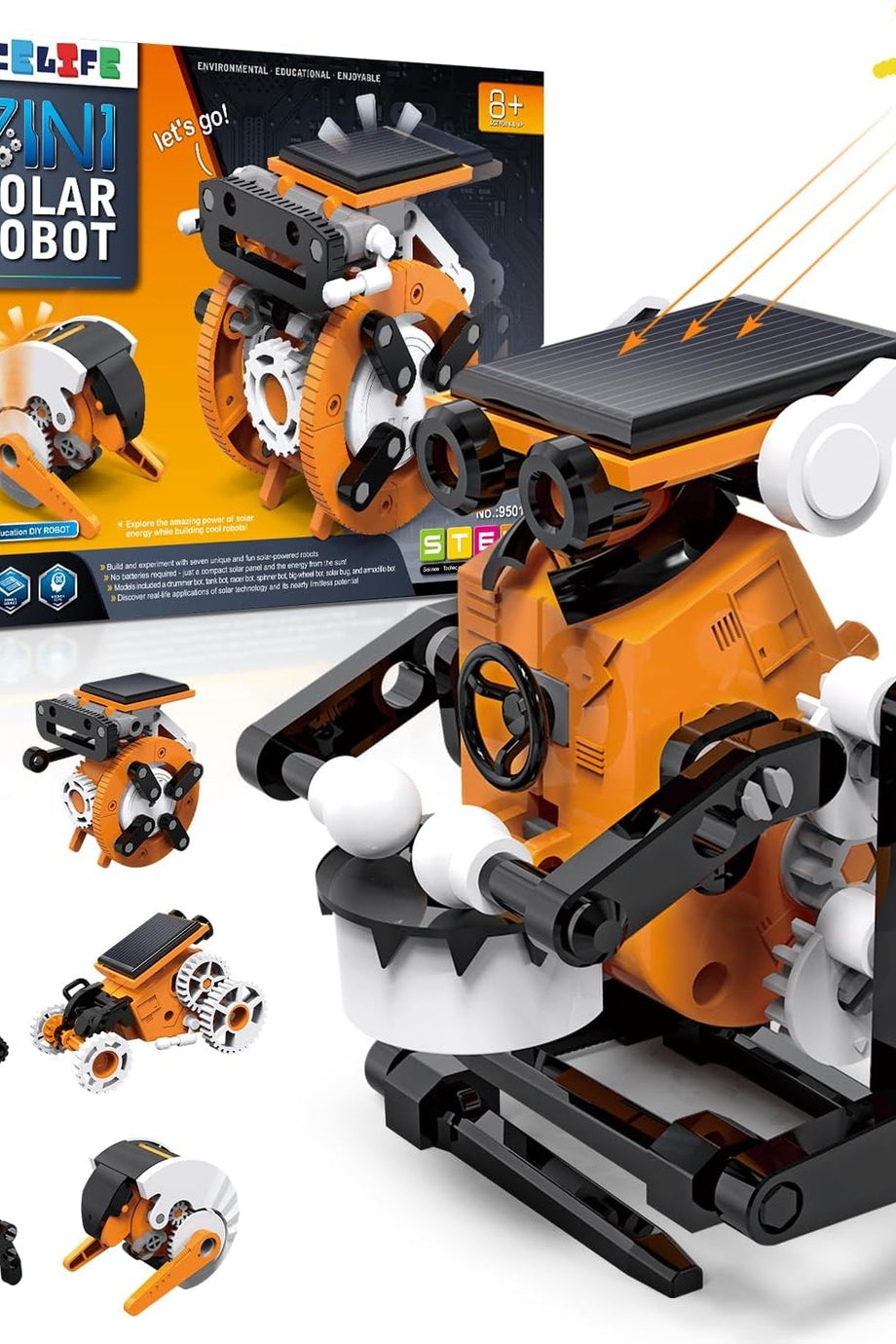 7'si 1 Arada Güneş Enerjili Robot Kiti, 8-12 Yaş Çocuklar İçin STEM Eğitim Oyuncağı, Yapı Kiti