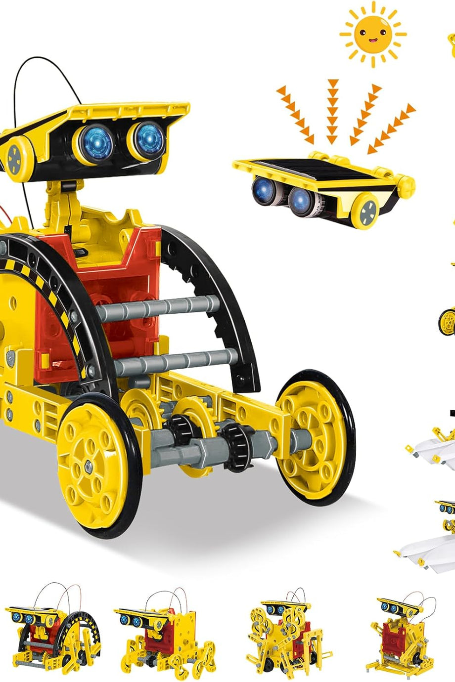 Çocuklar İçin Güneş Enerjili Robot Oyuncak, 12'si 1 Arada STEM Kit, Kendin Yap İnşaat