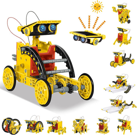 Çocuklar İçin Güneş Enerjili Robot Oyuncak, 12'si 1 Arada STEM Kit, Kendin Yap İnşaat