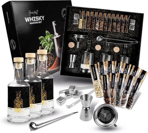 DIY Viski Seti, 12 Doğal Baharat ve Bitki, 4 Tarif, Aksesuarlarla Tam Hediye Kiti