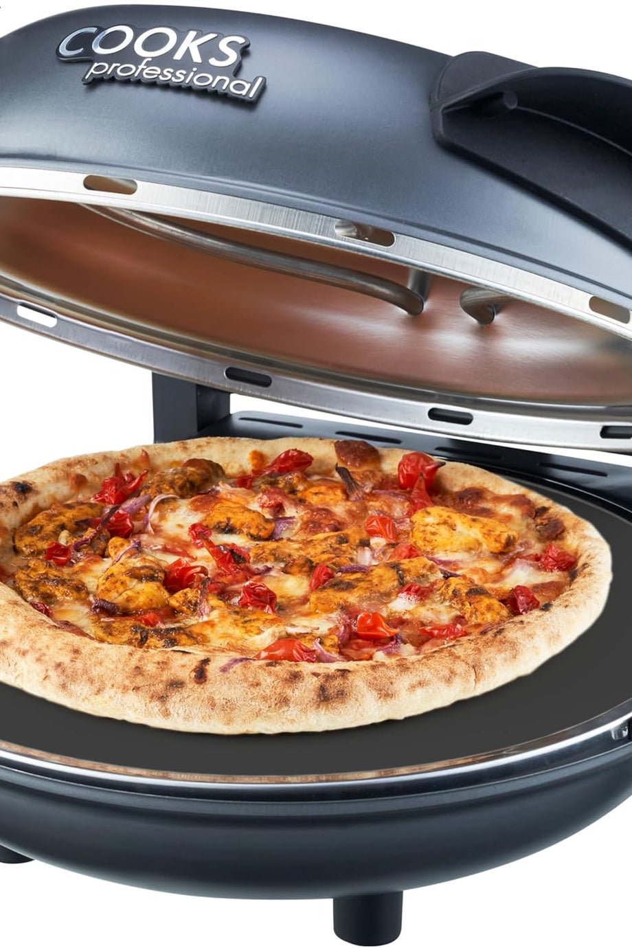 Elektrikli Pizza Fırını, Taş Tabanlı, Cam Pencereli, 1200W, 390°C