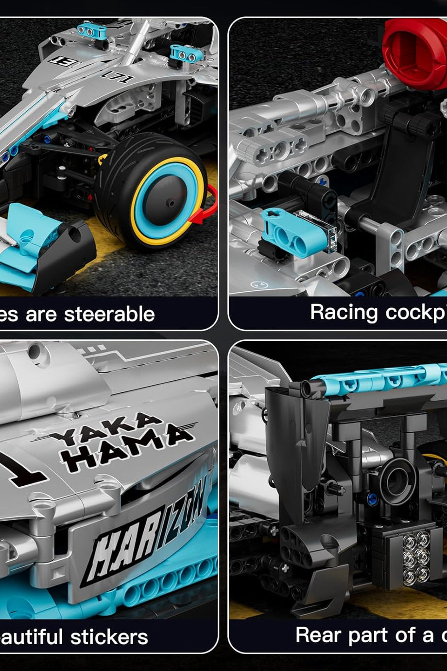 Uzaktan Kumandalı Formula 1 Yarış Arabası Yapı Taşları AMG F1, 1257 Parça