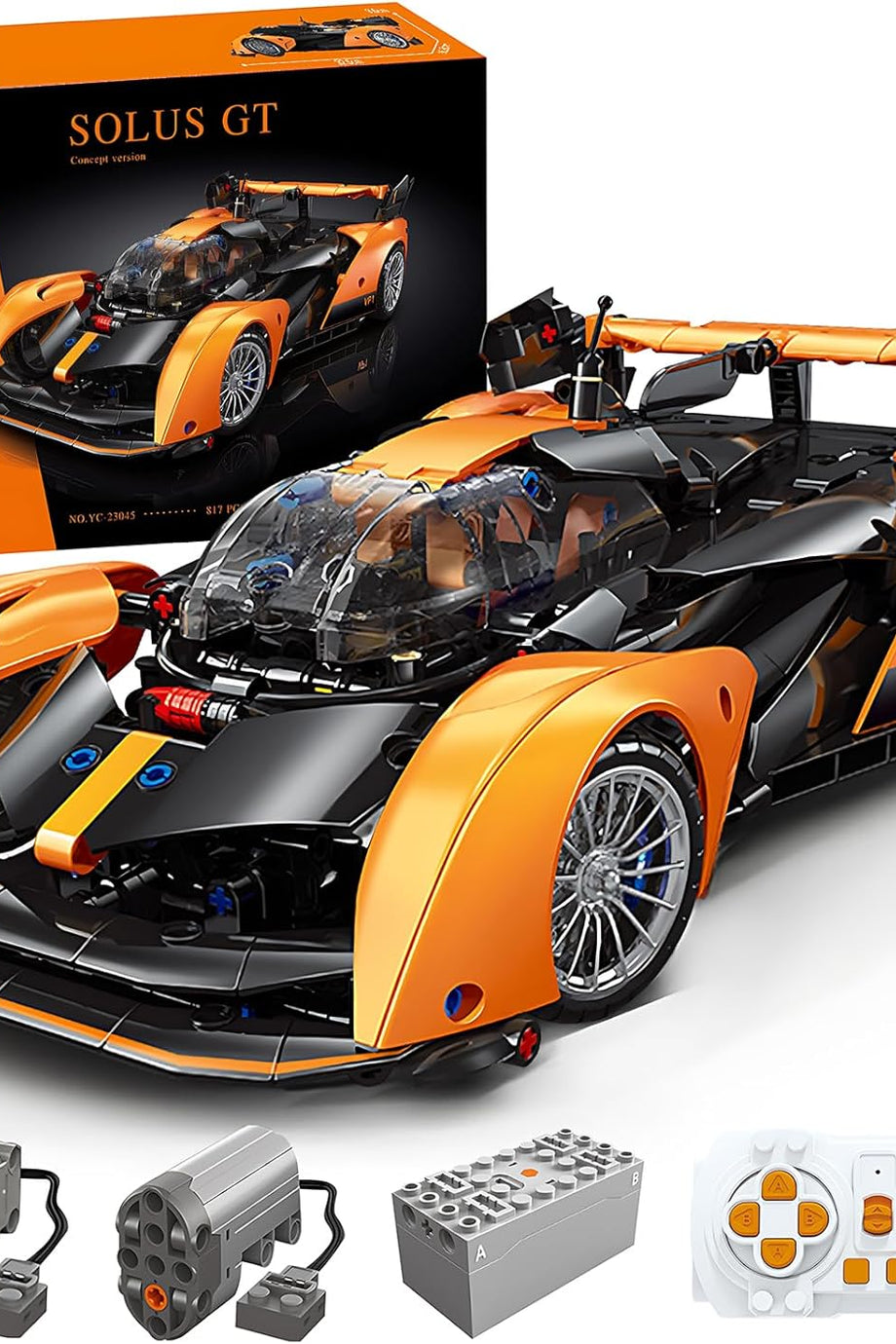 GT 2.4G Uzaktan Kumandalı Spor Araba Yapı Seti, 1:14 Ölçekli Koleksiyonluk Model