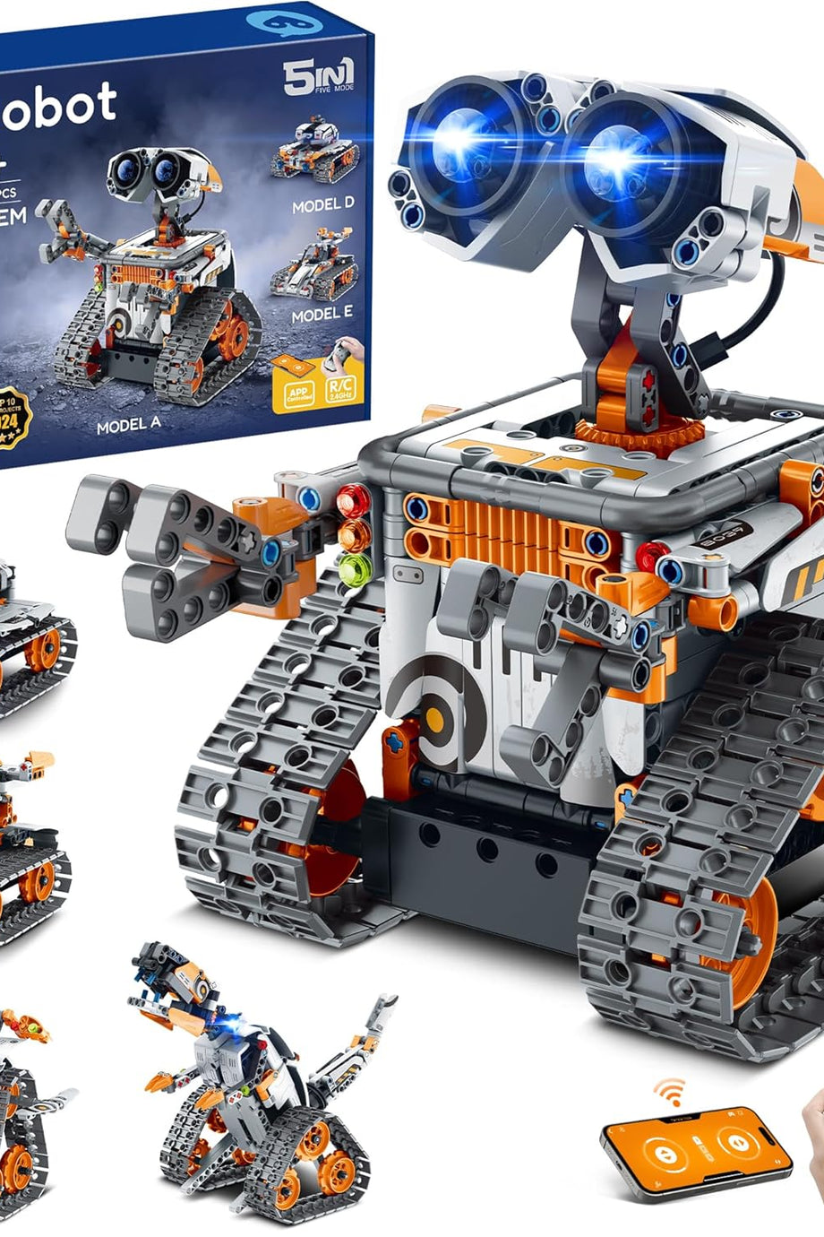 5'i 1 Arada Robotik Set, Uygulama ve Uzaktan Kumanda ile, Programlanabilir Robot