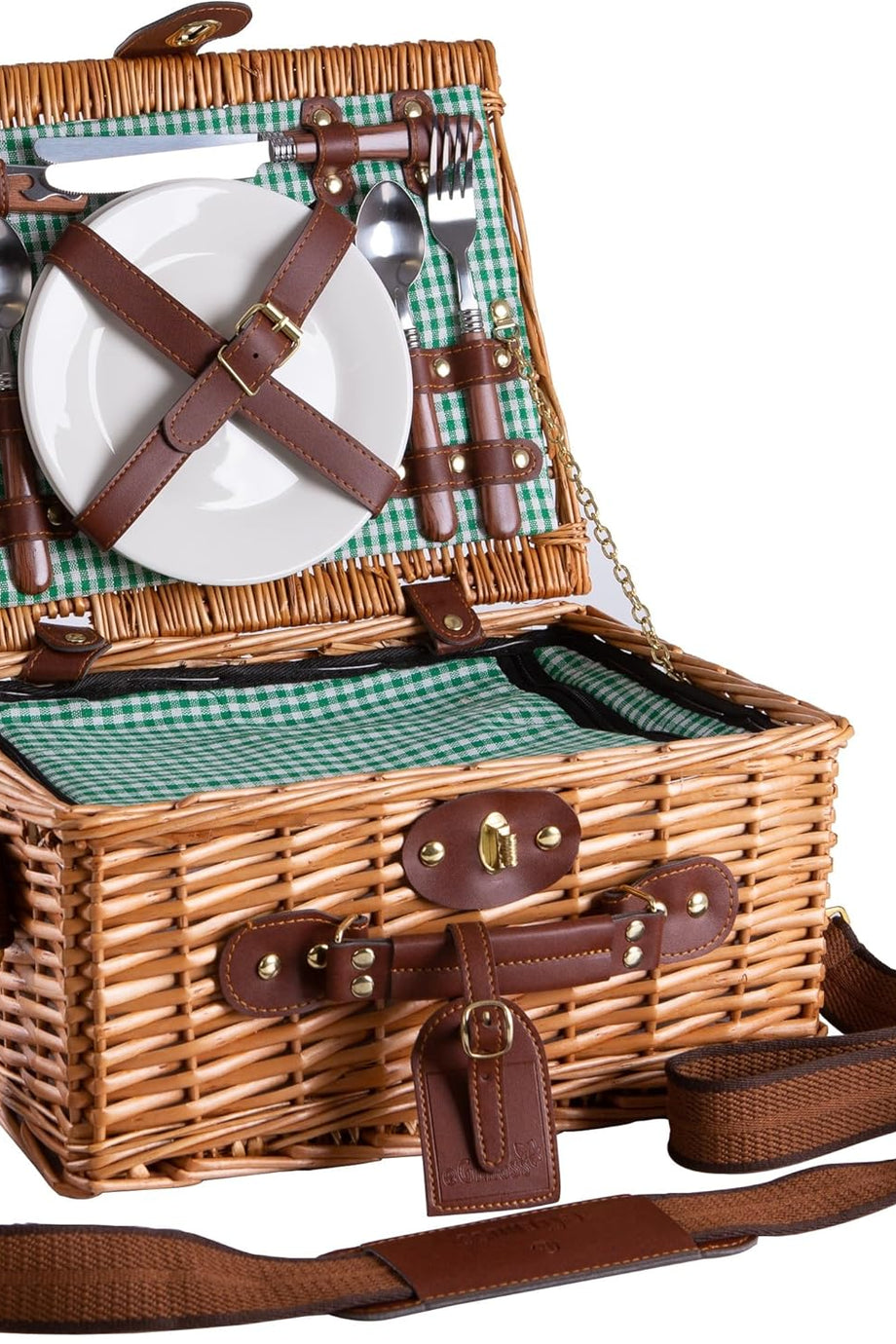 2 Kişilik Piknik Sepeti, El Dokuması Söğüt, Soğutma Bölmeli, Aksesuar Setli