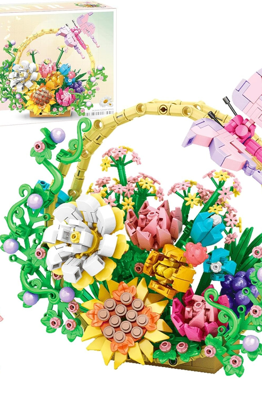 Çiçek Sepeti Yapı Blokları, Güller, Ayçiçekleri, Lale, Lisyantus, Kadınlar ve Kızlar İçin Hediye