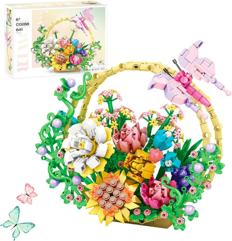 Çiçek Sepeti Yapı Blokları, Güller, Ayçiçekleri, Lale, Lisyantus, Kadınlar ve Kızlar İçin Hediye