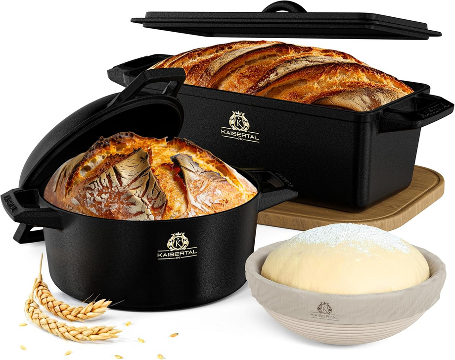 Döküm Ekmek Pişirme Seti Pot & Proofing Basket, Fırın Uyumlu, Indüksiyonlu