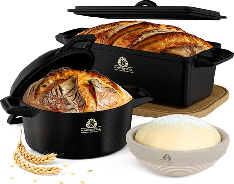 Döküm Ekmek Pişirme Seti Pot & Proofing Basket, Fırın Uyumlu, Indüksiyonlu
