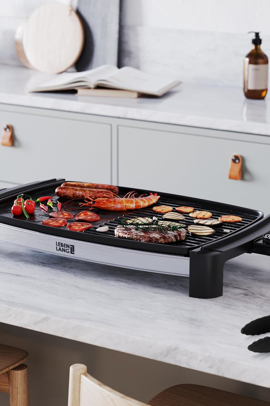 Elektrikli XXL Izgara,Taşınabilir, Düşük Dumanlı, PFOA’sız, 4-8 Kişilik Masa & Balkon Izgarası