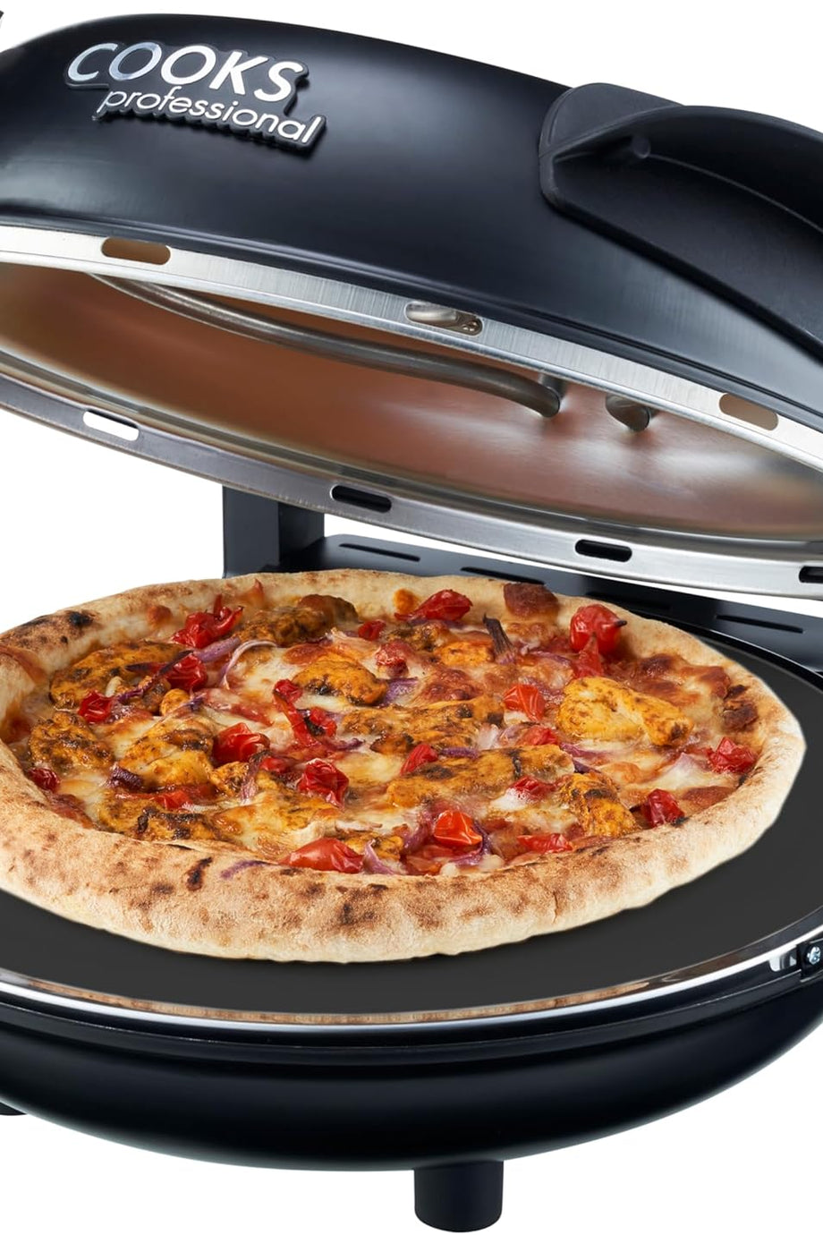 Elektrikli Pizza Fırını, Taş Tabanlı, Cam Pencereli, 1200W, 390°C