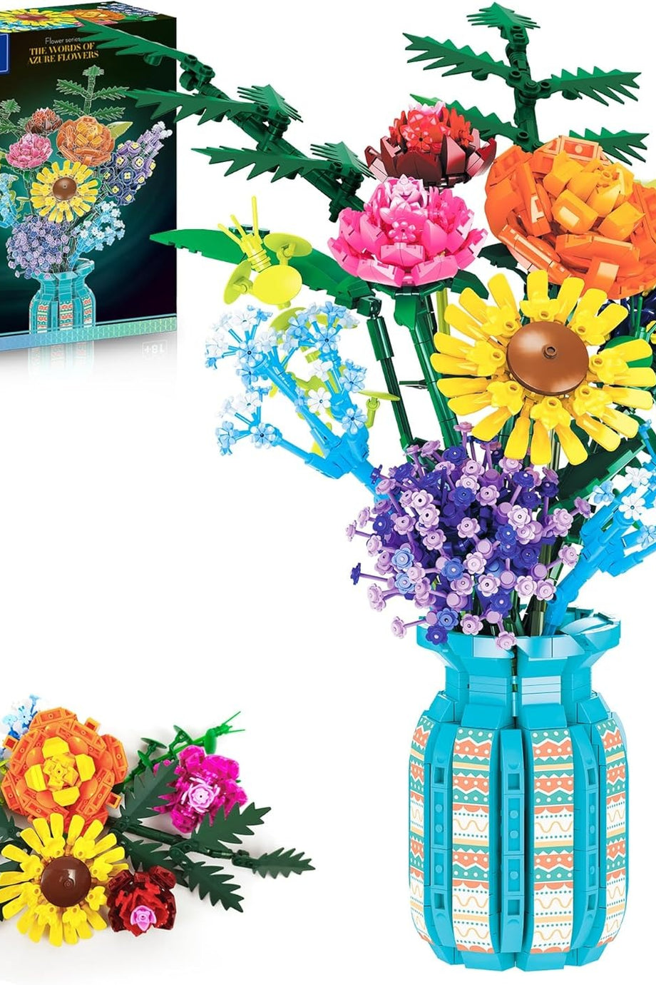 1853 Parça Çiçek Seti, Vazo ve Yapay Buket, Güller/Sunflowerlar, Kadınlar İçin Hediye