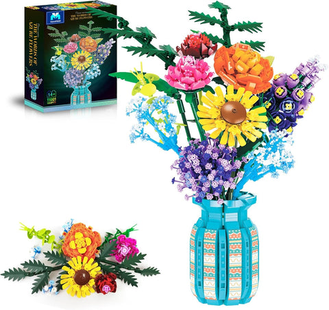 1853 Parça Çiçek Seti, Vazo ve Yapay Buket, Güller/Sunflowerlar, Kadınlar İçin Hediye