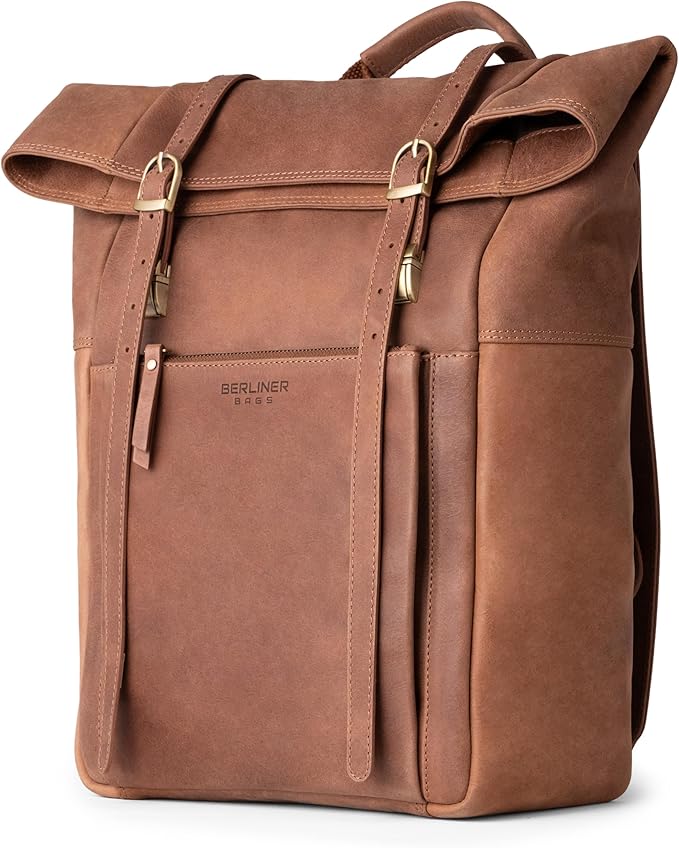 Lille Deri Sırt Çantası, Rolltop, 15 inç Laptop Bölmesi, Su Geçirmez