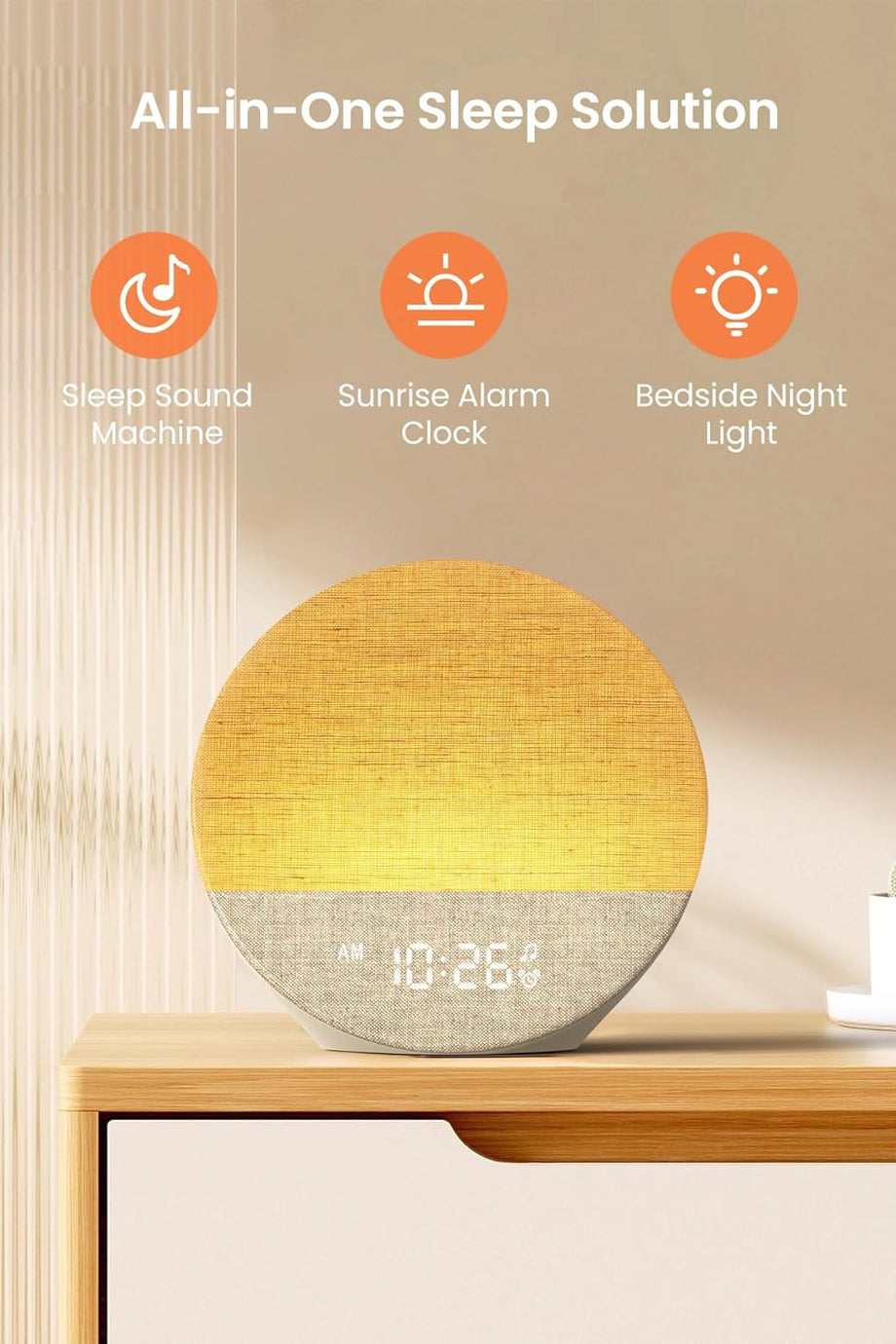 Sunrise 1 Gün Işığı Çalar Saat, 29 Rahatlatıcı Ses, Ayarlanabilir Uyku Rutinleri