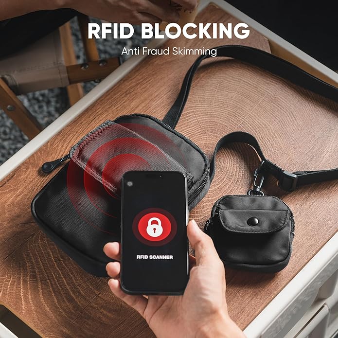 Küçük Omuz Çantası, Erkekler için RFID Korumalı, Hafif, Çok Bölmeli, Seyahat ve Günlük Kullanım