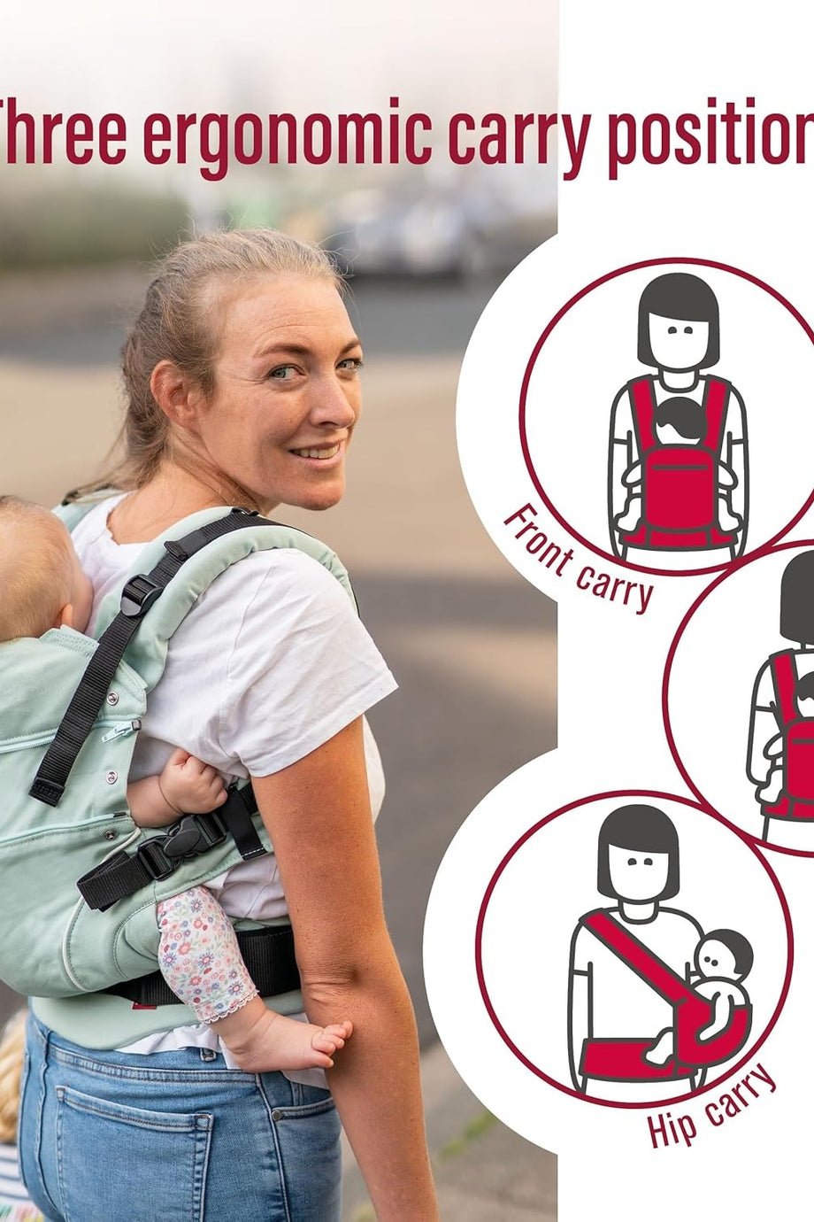 First Ergonomik Bebek Taşıyıcı 3 Taşıma Pozisyonu, Ayarlanabilir ve Konforlu
