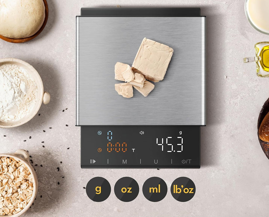 Zamanlayıcılı Dijital Kahve Terazisi,0,1 g Hassasiyet, LCD Ekran, USB Şarj Edilebilir, Barista Terazisi