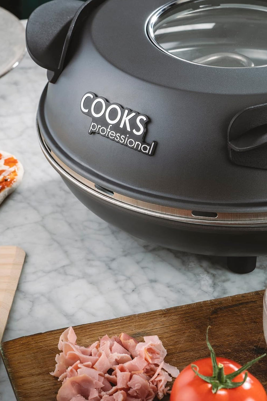 Elektrikli Pizza Fırını, Taş Tabanlı, Cam Pencereli, 1200W, 390°C