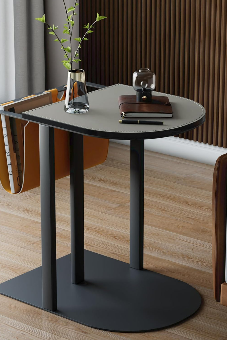 Dergi Raflı Hafif-Lüks Sehpa, Eyer Deri Üstü, Başucu ve Saklama MasasıB0DC641SWCdxb