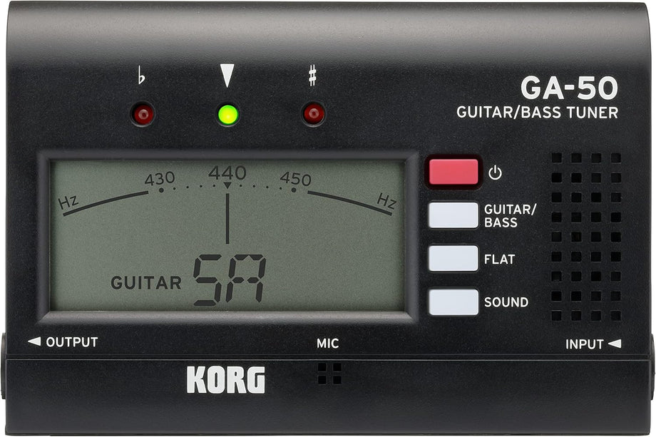GA-50 El Tipi Gitar ve Bas Akort Cihazı Dijital İbreli, Flat Tuning ve Ses Çıkışlı