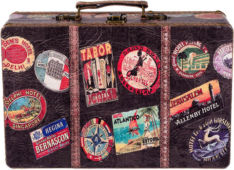 Koloni Tarzı Deri Kaplamalı Ahşap Sandık, Metal Aksesuarlı, Vintage Tasarım