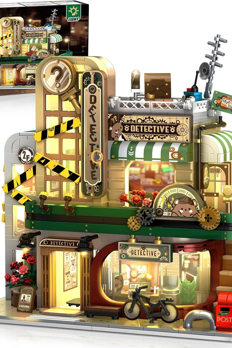 Şehir Dedektif Evi LED Işıklı Yapım Oyuncağı, 1231 Parça Dedektiflik Bürosu