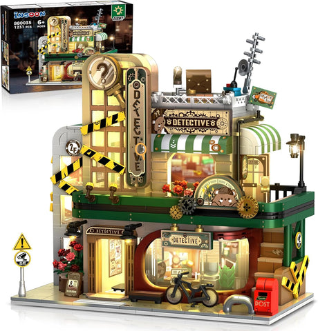 Şehir Dedektif Evi LED Işıklı Yapım Oyuncağı, 1231 Parça Dedektiflik Bürosu