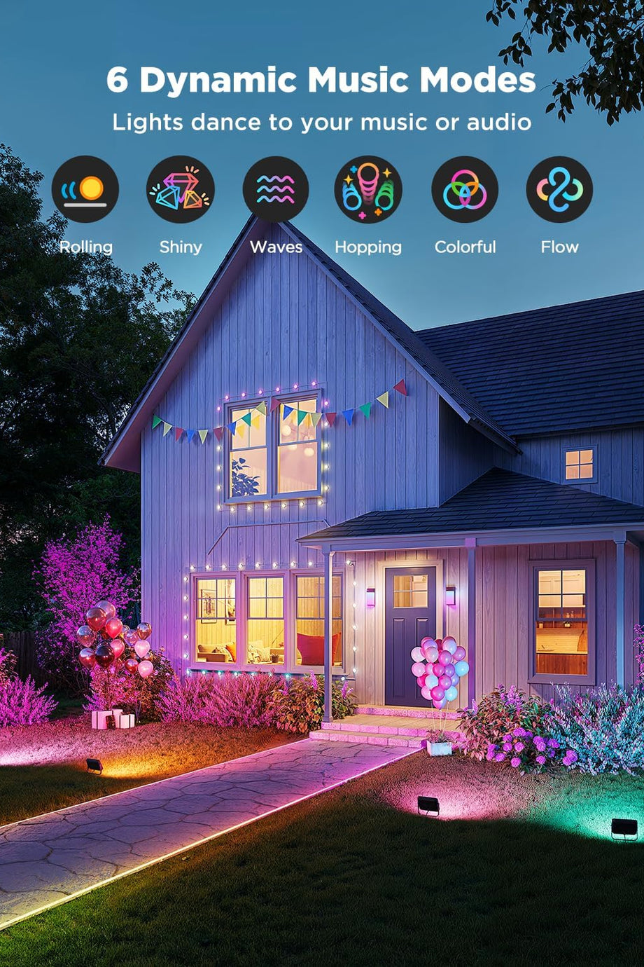 RGBIC Akıllı Dış Mekan LED Spot Işık 4’lü Paket, IP66, Alexa & Google Uyumlu, 1000 lm