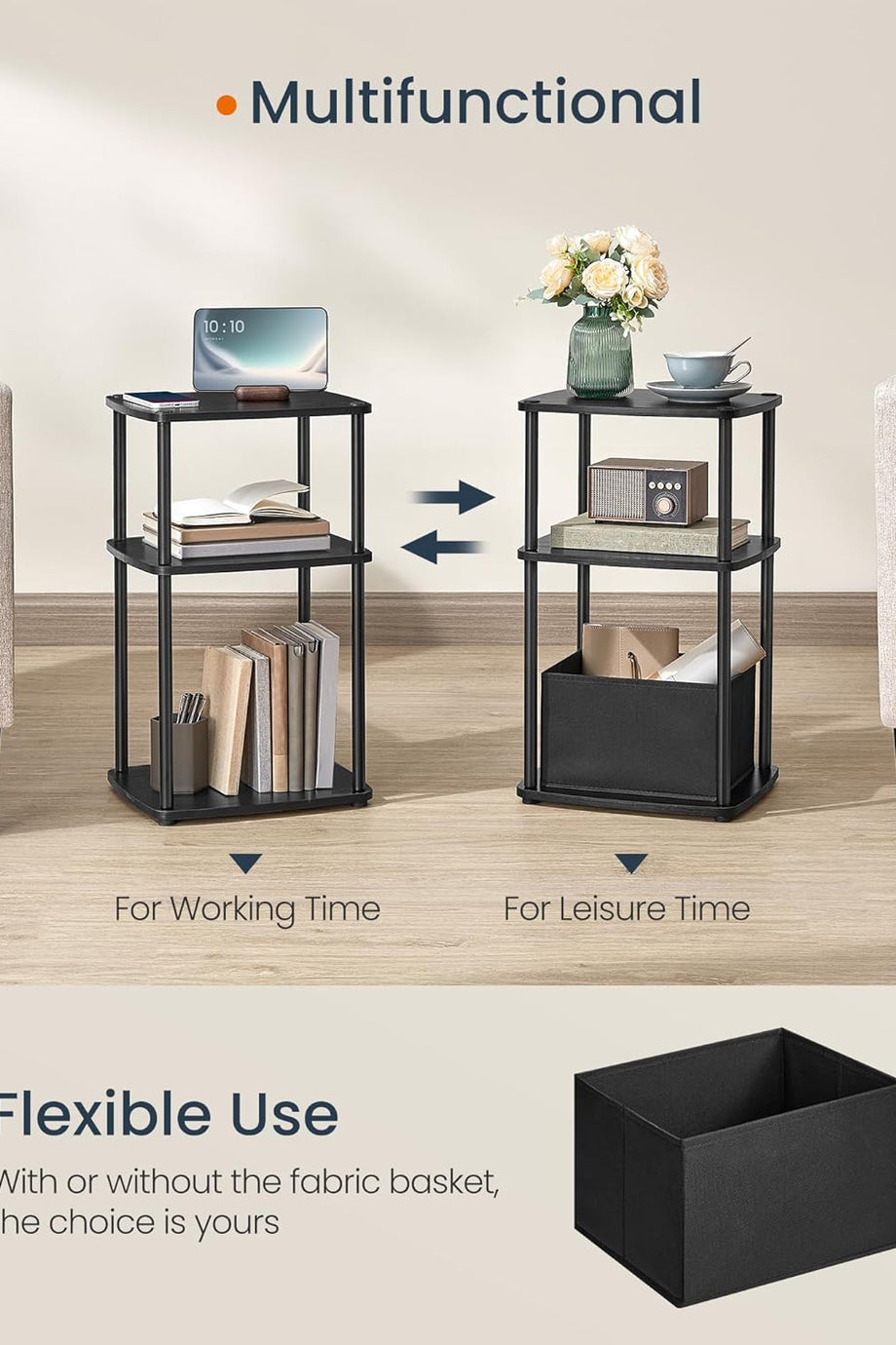 Süper Hızlı Montajlı 3 Raflı Sehpa, Modern & Pratik