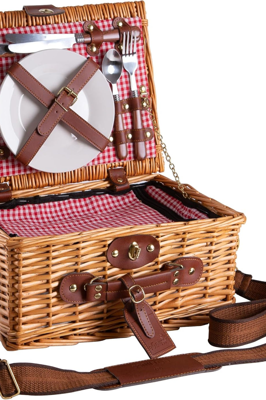 2 Kişilik Piknik Sepeti, El Dokuması Söğüt, Soğutma Bölmeli, Aksesuar Setli