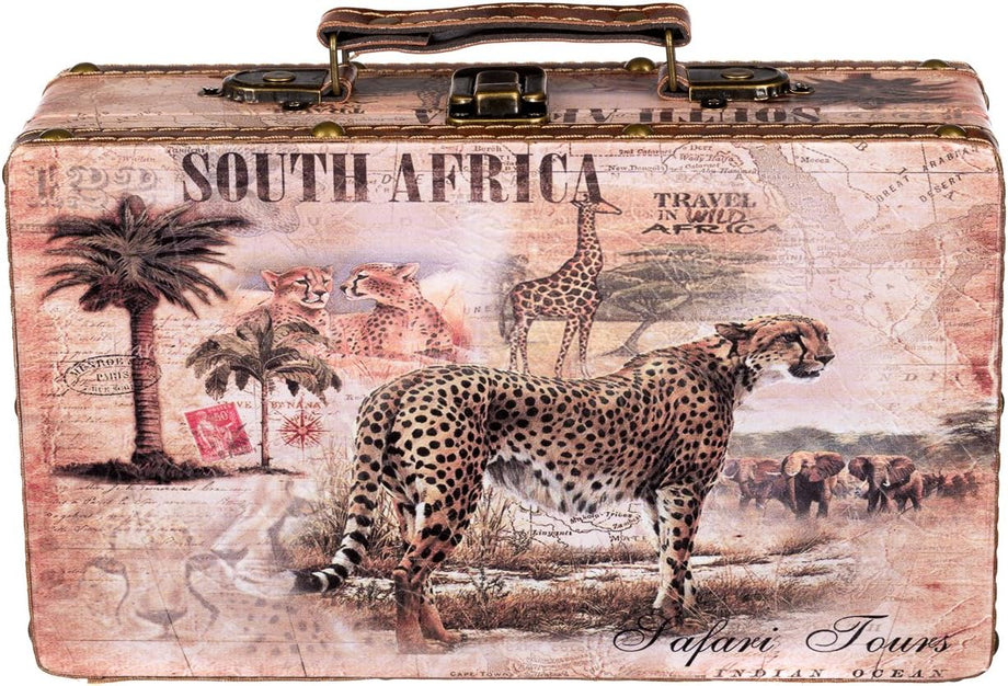 Deri Kaplamalı Ahşap Sandık M Boy, Kolonyal Tarz, Darbeye Dayanıklı