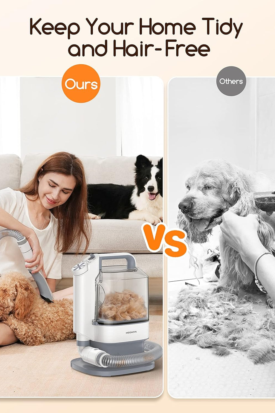 Köpek Kesme Makinesi ve Elektrikli Süpürge, 5 Profesyonel Bakım Aleti ile Hayvan Tüyü Temizliği