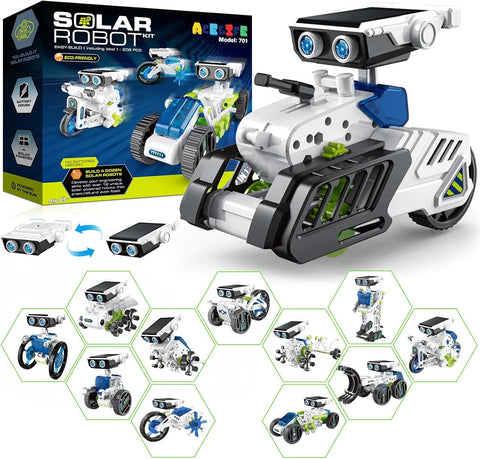 12si1 Arada Güneş Enerjili Robot Oyuncağı, 8-13 Yaş Çocuklar İçin DIY STEM Yapı Kiti