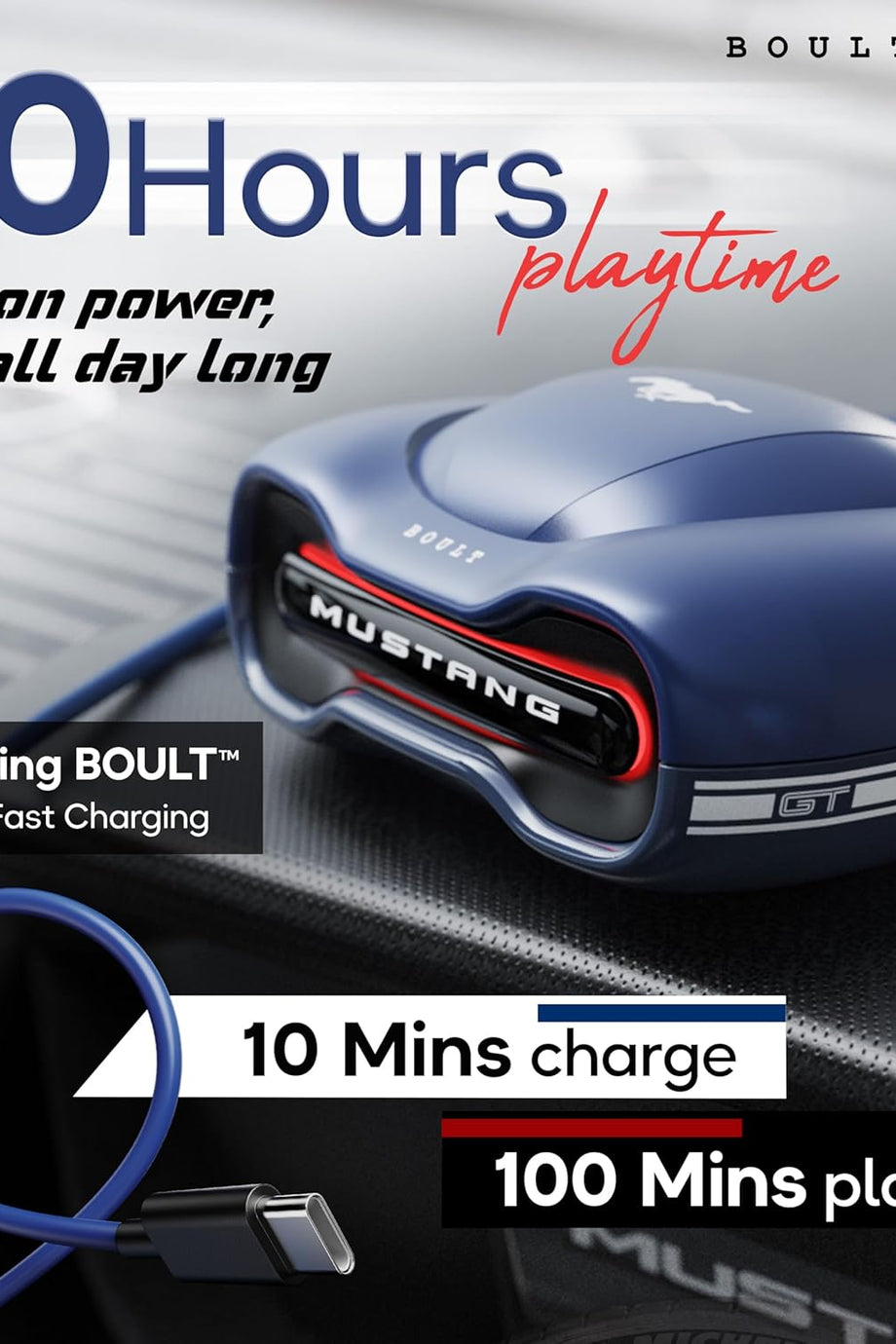 Mustang Torq TWS Kulaklık, 50 Saat Çalma, Bluetooth 5.4