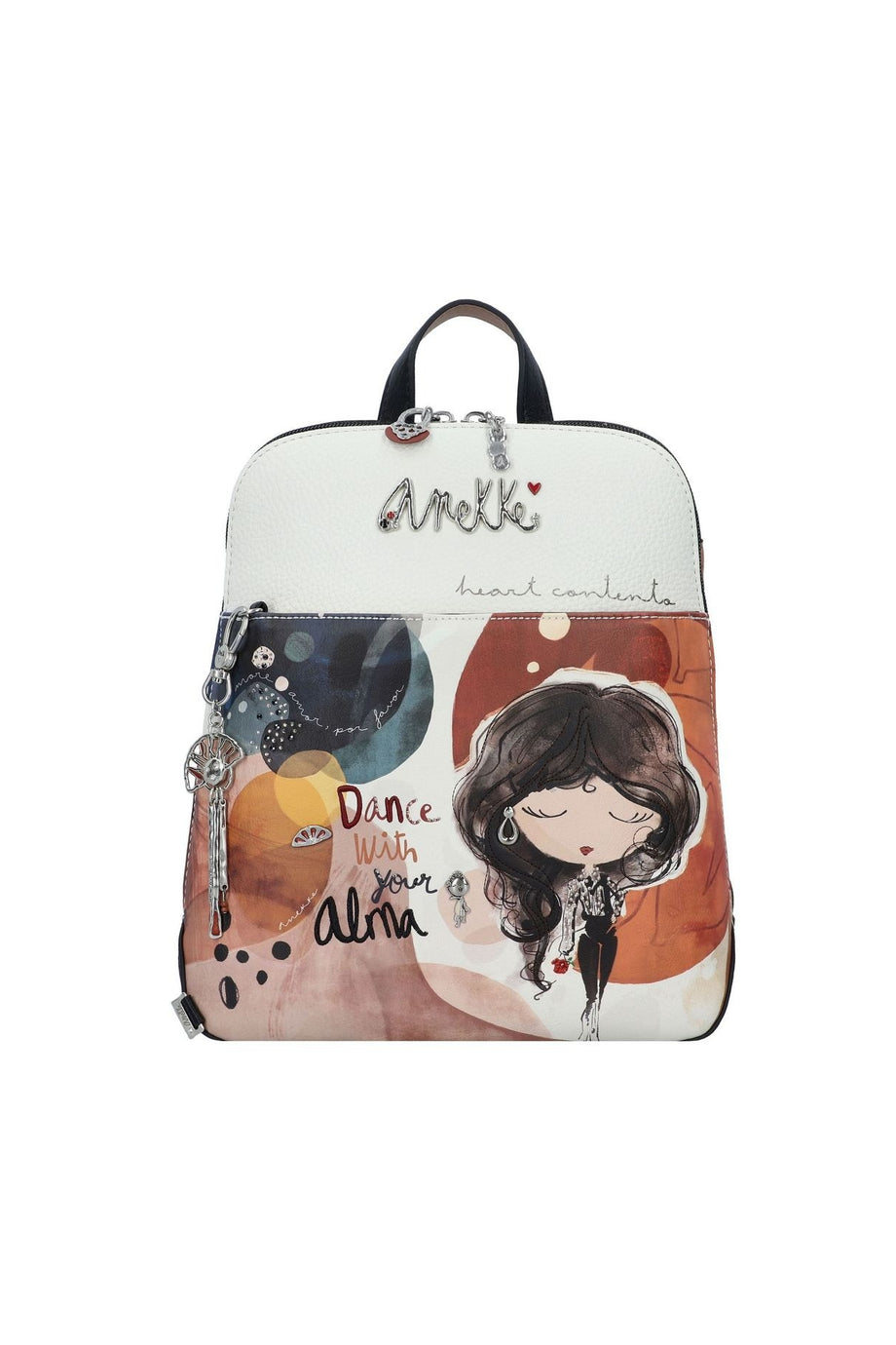 Alma City Sırt Çantası 30 cm Anahtarlıklı, Hafif ve Şık Çok Bölmeli Kadın Çantası