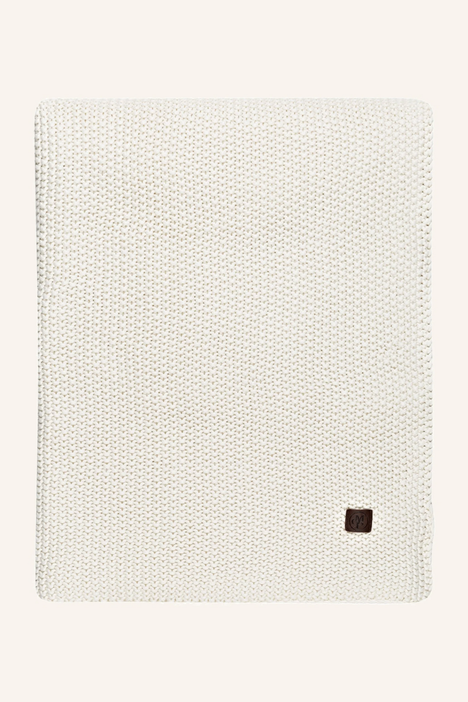 Nordic Knit Pamuk Battaniye 130x170 cm Deri Detaylı Kalın Örgü Tasarım