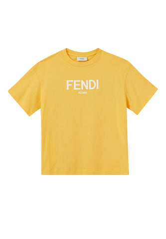 Fendi Çocuklar İçin Logolu Pamuk Tişört - Sarı