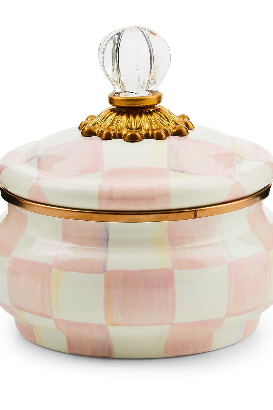 Rosy Check Squashed Pot, Şık ve Dayanıklı Emaye Tasarım