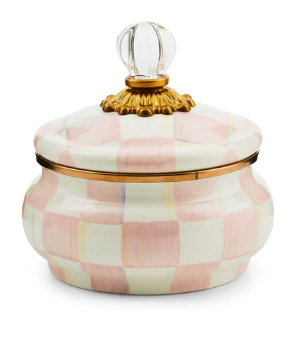 Rosy Check Squashed Pot, Şık ve Dayanıklı Emaye Tasarım