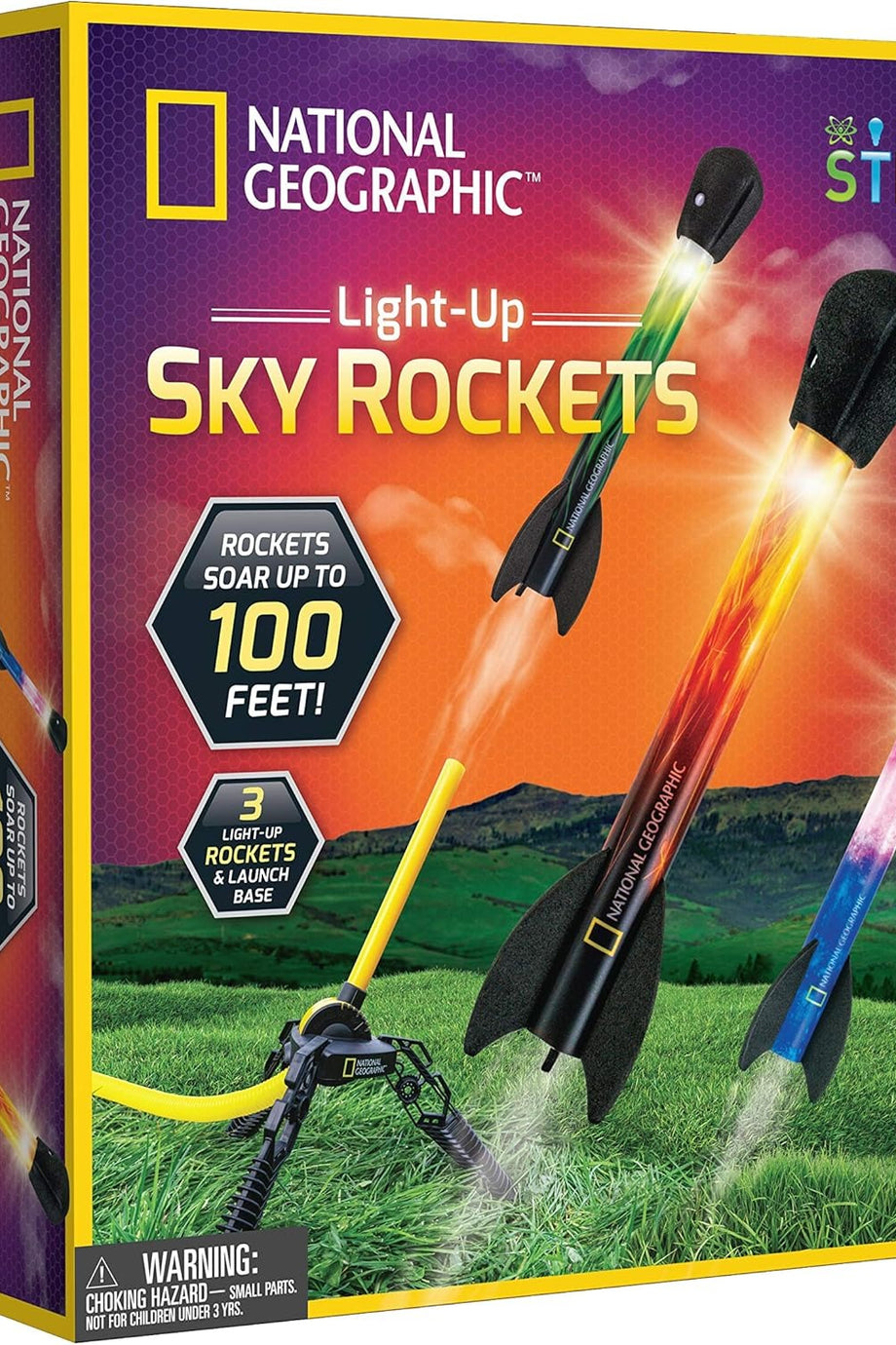 National Geographic LED Roket Oyuncağı Çocuklar için Hava Gücüyle 30 m Uçuş Mesafesi